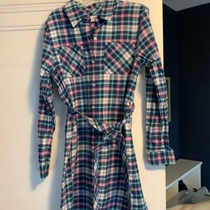 Girls VV plaid flannel dress N w/o T
